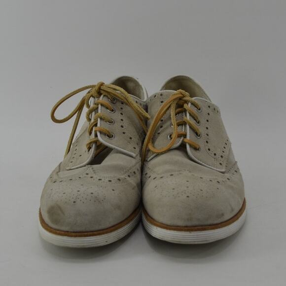 Santoni Wingtip Men's Size 10.5 Oxford Lace Up Preppy Beige - Picture 8 of 16